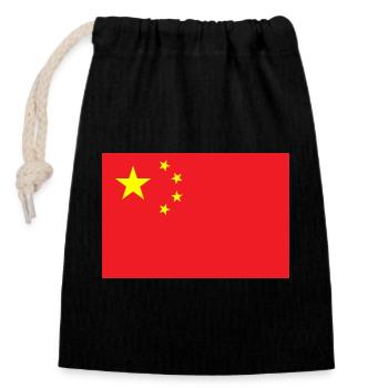 Chine - Sac cadeau en coton avec cordon (14 x 20 cm) - noir - Devant
