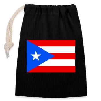 Porto Rico - Sac cadeau en coton avec cordon (14 x 20 cm) - noir - Devant