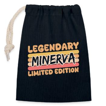 Minerva comme nom - Sac cadeau en coton avec cordon (14 x 20 cm) - bleu marine - Devant