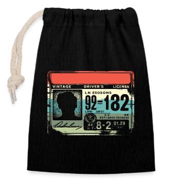 Rétro permis de conduire École de conduite examen Conducteurs - Sac cadeau en coton avec cordon (14 x 20 cm) - noir - Devant