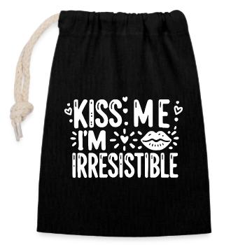 Embrasse-moi, je suis irrésistible - Sac cadeau en coton avec cordon (14 x 20 cm) - noir - Devant