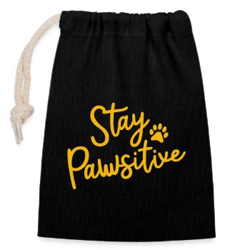 Stay Pawsitive : L’amour des chats avec humour - Sac cadeau en coton avec cordon (14 x 20 cm) - noir - Devant