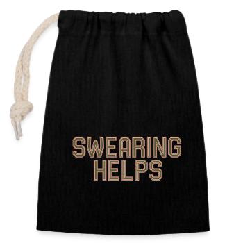 Swearing Helps 9 - Verschließbarer Geschenkbeutel aus Baumwolle (14x20cm) - Schwarz - Vorne