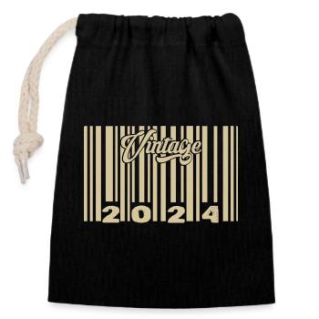 Jahrgang 2024 Barcode 2024: Jahr 2025. - Verschließbarer Geschenkbeutel aus Baumwolle (14x20cm) - Schwarz - Vorne