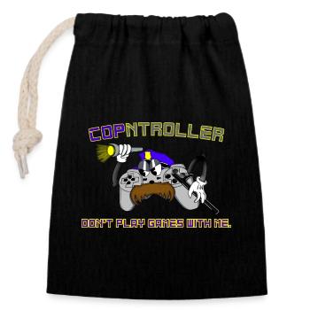 Cop-ntroller Spiele spielen Lustig Retro Gaming Gamer - Verschließbarer Geschenkbeutel aus Baumwolle (14x20cm) - Schwarz - Vorne