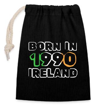 Irland 1990 - Verschließbarer Geschenkbeutel aus Baumwolle (14x20cm) - Schwarz - Vorne