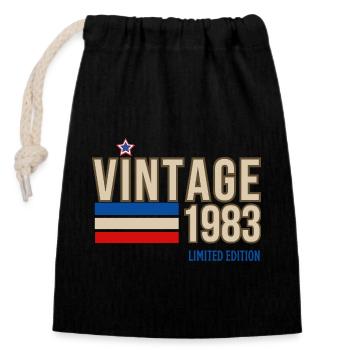 Vintage 1983 limitierte Auflage - Verschließbarer Geschenkbeutel aus Baumwolle (14x20cm) - Schwarz - Vorne