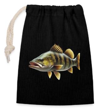 Perch Fishing Spiny Knight - Closable cotton gift bag (14x20cm) - black - Front