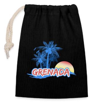 Beach Grenada - Closable cotton gift bag (14x20cm) - black - Front