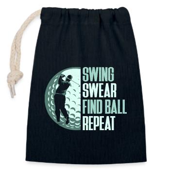 Swing Swear Find Ball Repeat Golf Golfer - Verschließbarer Geschenkbeutel aus Baumwolle (14x20cm) - Navy - Vorne