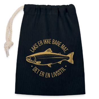 Rokt Las Laks er ikke bare mat det er en livsstil - Verschließbarer Geschenkbeutel aus Baumwolle (14x20cm) - Navy - Vorne