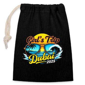 Dubai Trip 2025 - T-shirts pour femmes - Sac cadeau en coton avec cordon (14 x 20 cm) - noir - Devant