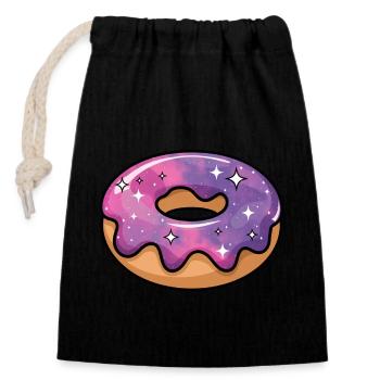 Kosmische Galaxie Donut - Verschließbarer Geschenkbeutel aus Baumwolle (14x20cm) - Schwarz - Vorne