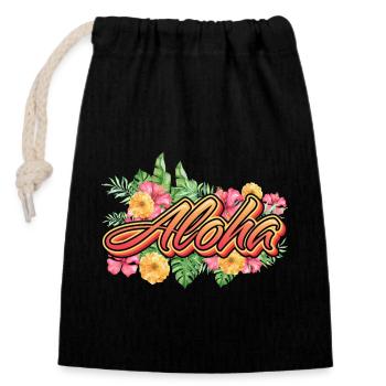 Aloha Holiday Hawaii Gift - Sac cadeau en coton avec cordon (14 x 20 cm) - noir - Devant