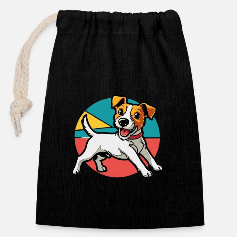 Jack Russel Terrier - Verschließbarer Geschenkbeutel aus Baumwolle (14x20cm) - Schwarz
