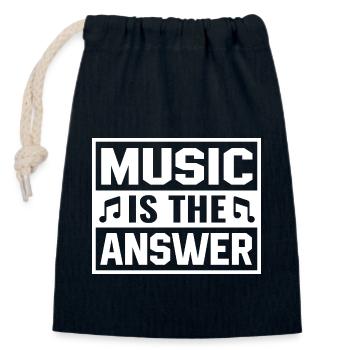 La musique est la réponse en disant design - Sac cadeau en coton avec cordon (14 x 20 cm) - bleu marine - Devant