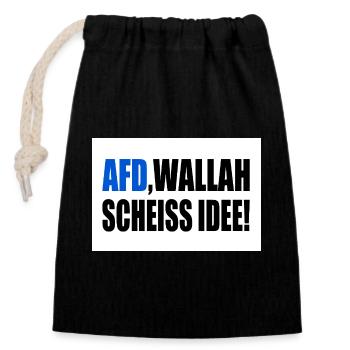 Afd wallah scheiss idee - Verschließbarer Geschenkbeutel aus Baumwolle (14x20cm) - Schwarz - Vorne