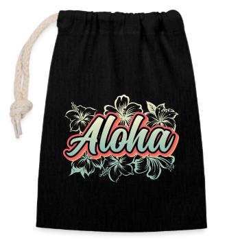 Aloha Holiday Hawaii Gift - Sac cadeau en coton avec cordon (14 x 20 cm) - noir - Devant