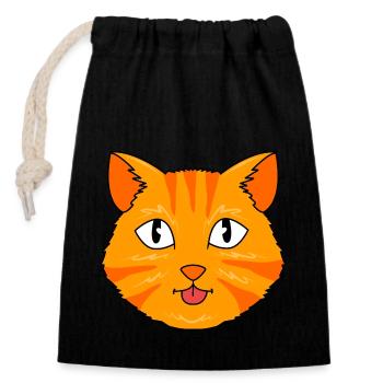 Tabby Cat - Closable cotton gift bag (14x20cm) - black - Front