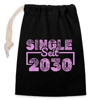 since 2030 - Closable cotton gift bag (14x20cm) - black - Front