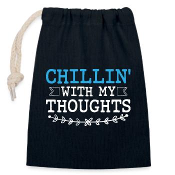 Chillin' With My Thoughts Dictons pour les introvertis - Sac cadeau en coton avec cordon (14 x 20 cm) - bleu marine - Devant
