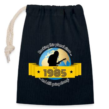 40. Geburtstag Rocking this planet since 04/1985 - Verschließbarer Geschenkbeutel aus Baumwolle (14x20cm) - Navy - Vorne