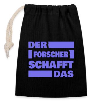 Researcher as work - Closable cotton gift bag (14x20cm) - black - Front