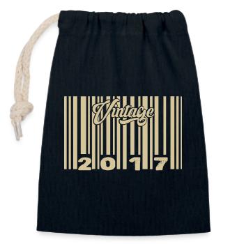 Jahrgang 2017 Barcode 2017: Jahr 2025. - Verschließbarer Geschenkbeutel aus Baumwolle (14x20cm) - Navy - Vorne