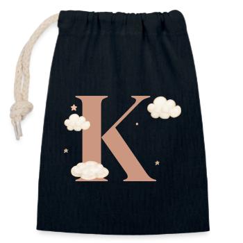 Buchstabe k bewölkt Sterne - Verschließbarer Geschenkbeutel aus Baumwolle (14x20cm) - Navy - Vorne