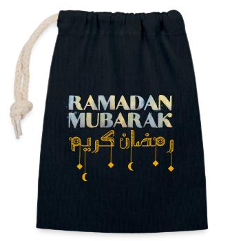 Ramadan Mubarak - Closable cotton gift bag (14x20cm) - navy - Front