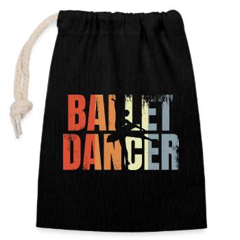 Vintage Ballet Dancer - Closable cotton gift bag (14x20cm) - black - Front