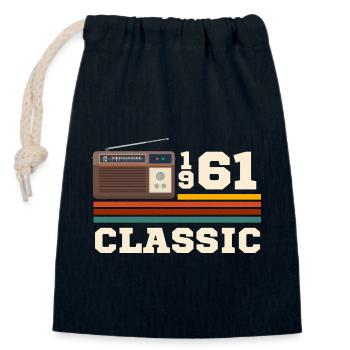 Anniversary 1961 retro classic - Closable cotton gift bag (14x20cm) - navy - Front