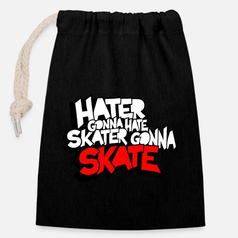 Patin - Sac cadeau en coton avec cordon (14 x 20 cm) - noir