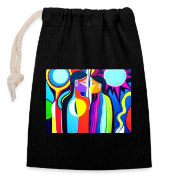 Cultural diversity abstract - Closable cotton gift bag (14x20cm) - black - Front
