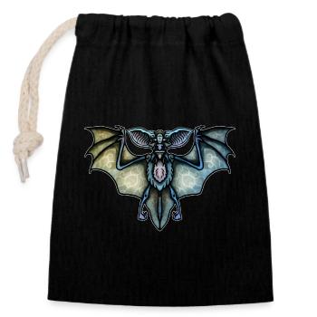 Chauve-souris - Sac cadeau en coton avec cordon (14 x 20 cm) - noir - Devant