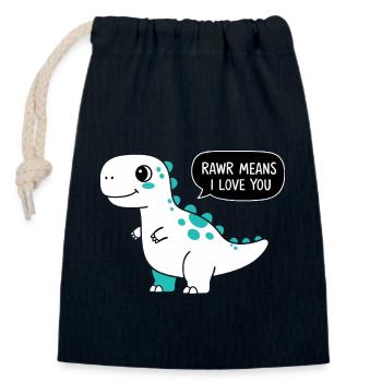 Rawr signifie Je t’aime - Sac cadeau en coton avec cordon (14 x 20 cm) - bleu marine - Devant