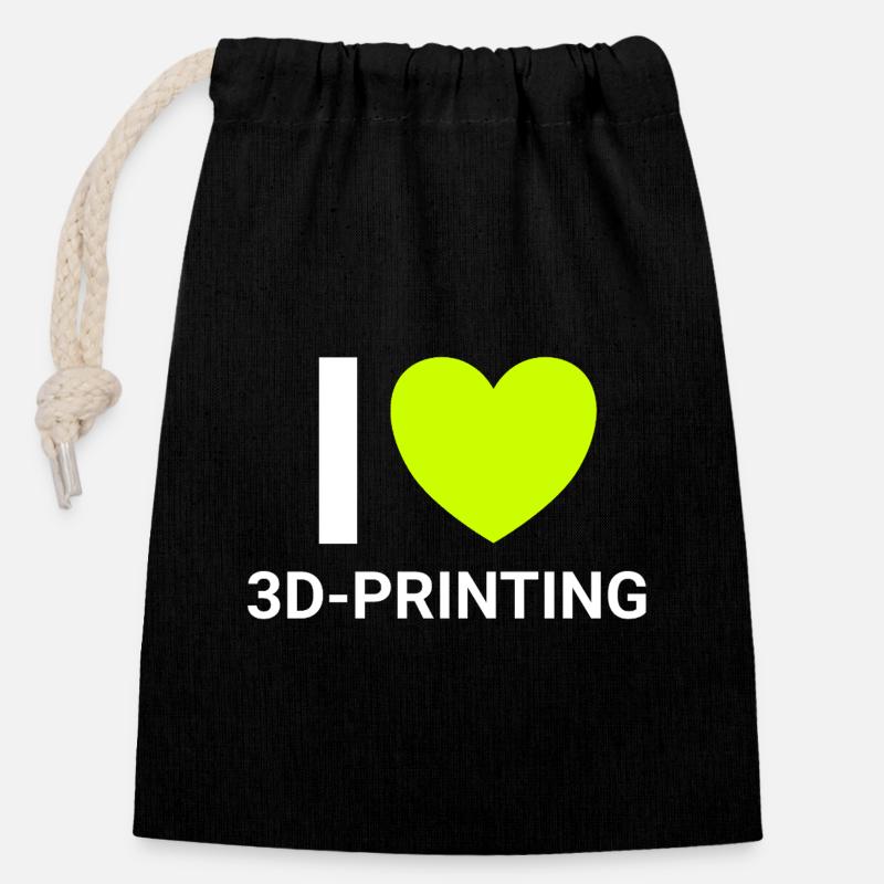 i love 3dprinting - Verschließbarer Geschenkbeutel aus Baumwolle (14x20cm) - Schwarz