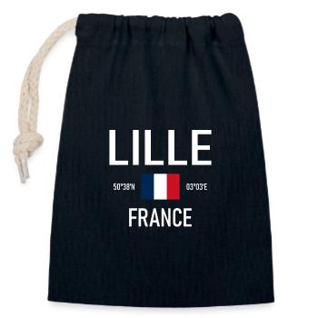 Lille - France - Frankreich - Flagge - Koordinaten - Verschließbarer Geschenkbeutel aus Baumwolle (14x20cm) - Navy - Vorne