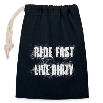 RIDE FAST LIVE DIRTY – MOUNTAINBIKE - MOTOCROSS - Verschließbarer Geschenkbeutel aus Baumwolle (14x20cm) - Navy - Vorne