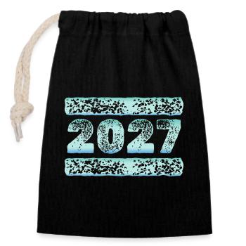 2027 - Sac cadeau en coton avec cordon (14 x 20 cm) - noir - Devant