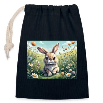 Niedlicher kleiner Osterhase - Verschließbarer Geschenkbeutel aus Baumwolle (14x20cm) - Navy - Vorne