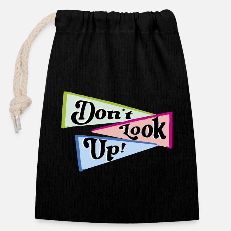 Ne levez pas les yeux - Sac cadeau en coton avec cordon (14 x 20 cm) - noir