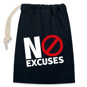 NO EXCUSES white - Closable cotton gift bag (14x20cm) - navy - Front