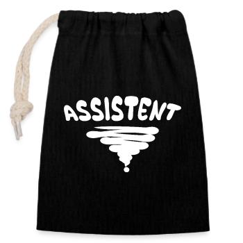 Assistant - Closable cotton gift bag (14x20cm) - black - Front