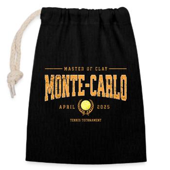 Tournoi de tennis de Monte-Carlo sur terre battue - Sac cadeau en coton avec cordon (14 x 20 cm) - noir - Devant