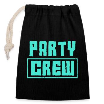 party crew - Verschließbarer Geschenkbeutel aus Baumwolle (14x20cm) - Schwarz - Vorne