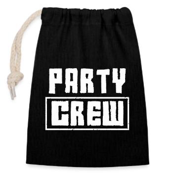 party crew - Verschließbarer Geschenkbeutel aus Baumwolle (14x20cm) - Schwarz - Vorne