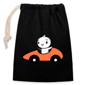 Bird Drives Voiture de course rapide Voiture de sport - Sac cadeau en coton avec cordon (14 x 20 cm) - noir - Devant