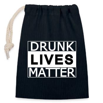 Drunk lives matter - Closable cotton gift bag (14x20cm) - navy - Front