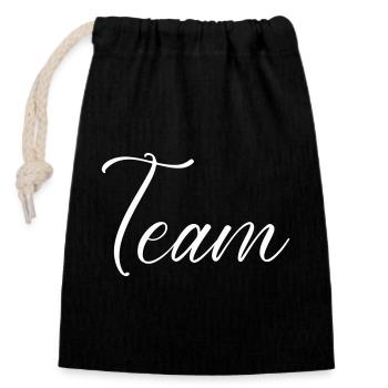 Team - Closable cotton gift bag (14x20cm) - black - Front